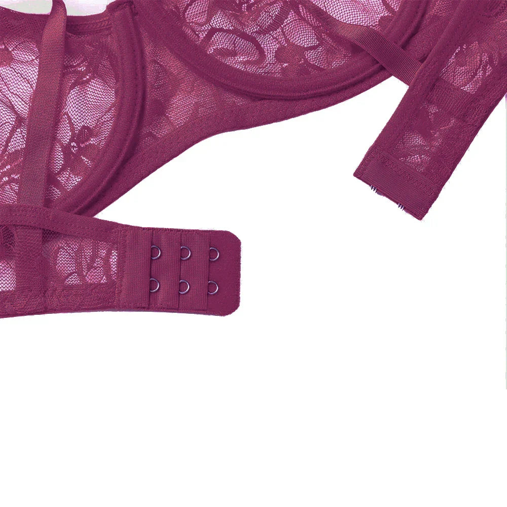 Plus Size Sexy Lace Bras For Women Underwired BH Hollow Out Bra Bralette Womens Underwear Delicate Embroidery Lingerie Brassiere