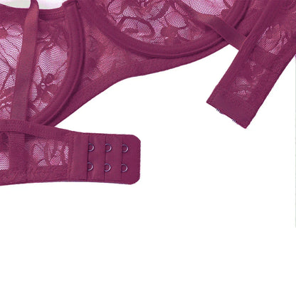 Plus Size Sexy Lace Bras For Women Underwired BH Hollow Out Bra Bralette Womens Underwear Delicate Embroidery Lingerie Brassiere