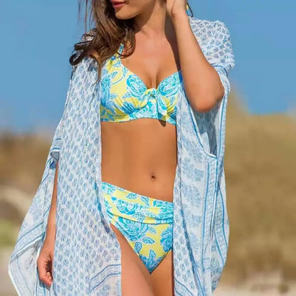 2024 Women's Printed Split Bikini Set Underwire Bikini Halter Strap beachwear High Waist Ladies Five Colors Styles Swimwear