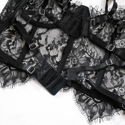 Krasapt Sexy Black Lace Lingerie Two Piece Sets Fancy Lace Underwear Erotiic Bras And Panties Transparent Attractive Bilizna Set