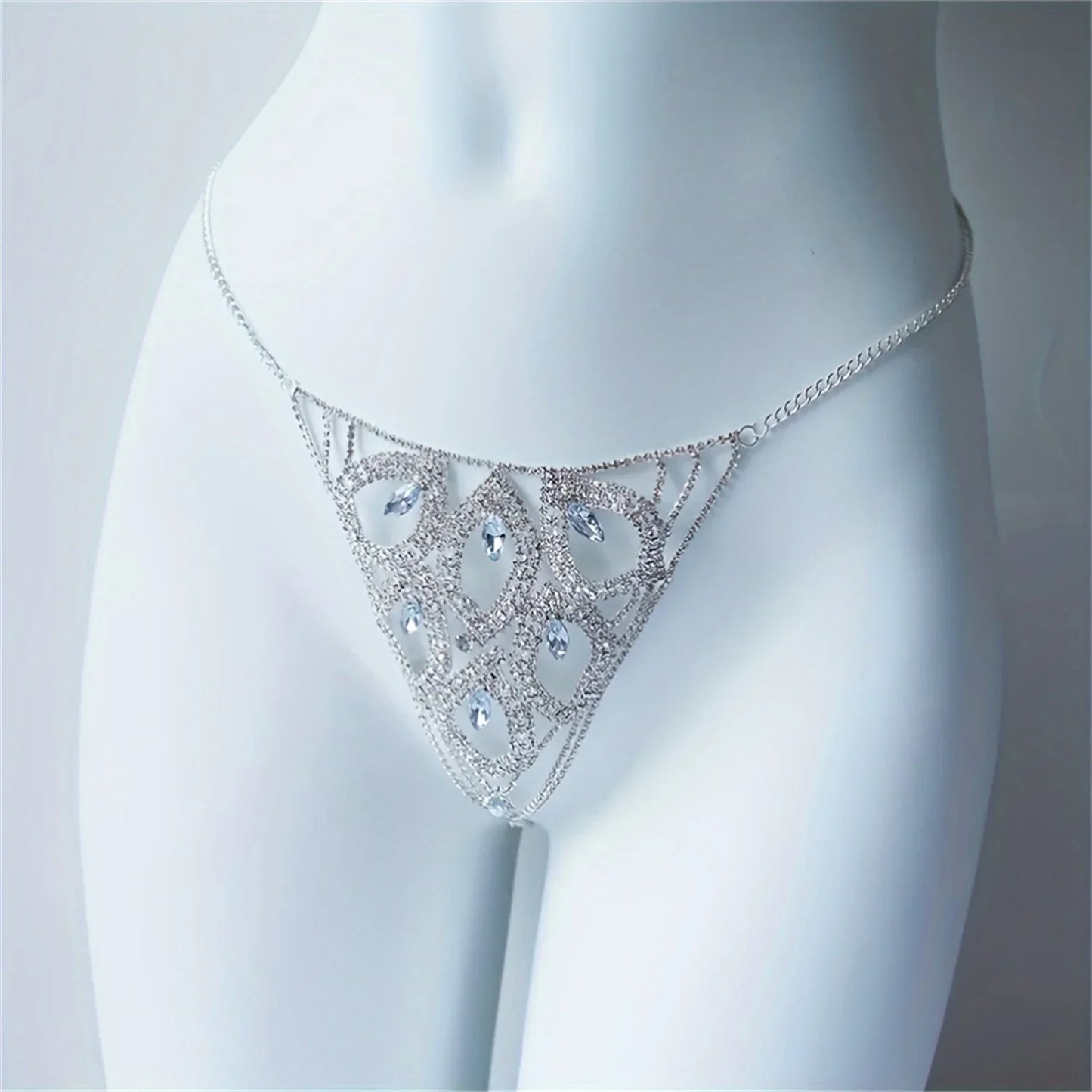 Luxury Leaf Rhinestone Body Jewelry sexy Thong Panties for Women Crystal Body Belly Waist Chain Accessories Valentine's Day gift