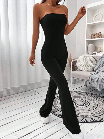 Women's Corseted Jumpsuit Simple solid colour Slim models Hip lifting design Fashion Single Piece Flared Pants
