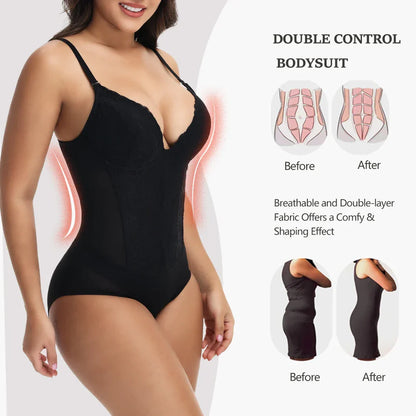 Lace Bodysuit for Women Tummy Control Shapewear Sleeveless Tops V-Neck Backless Slim Camisole Jumpsuit Shaper Party Wear Fashion