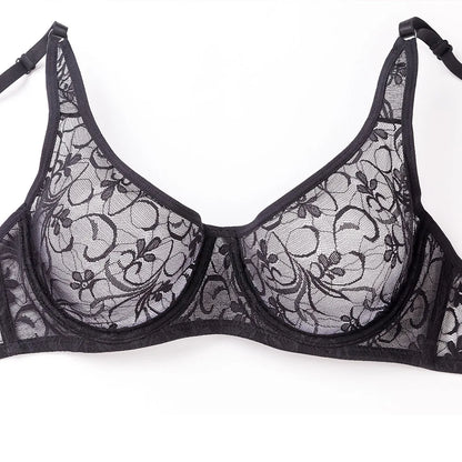 Plus Size Sexy Lace Bras For Women Underwired BH Hollow Out Bra Bralette Womens Underwear Delicate Embroidery Lingerie Brassiere