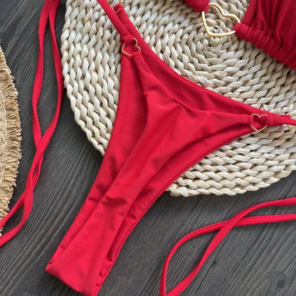Para Praia 6 Colors Solid Brazilian Bikini Micro Swimwear T-back Swimsuit Women Sexy Biquini 2025 Thong Bikini Set Bathing Suit
