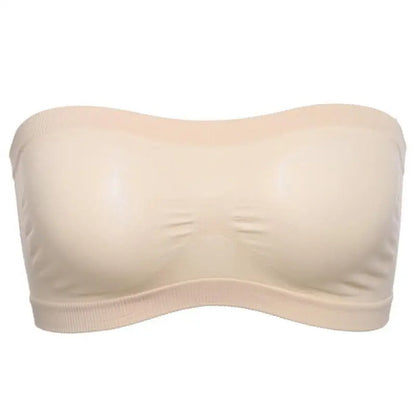 Lady's Sexy Strapless Crop Top Bra Bandeau Boob Tube Brassiere Summer Breathable Mesh Invisible Strapless without Chest Pad Wrap