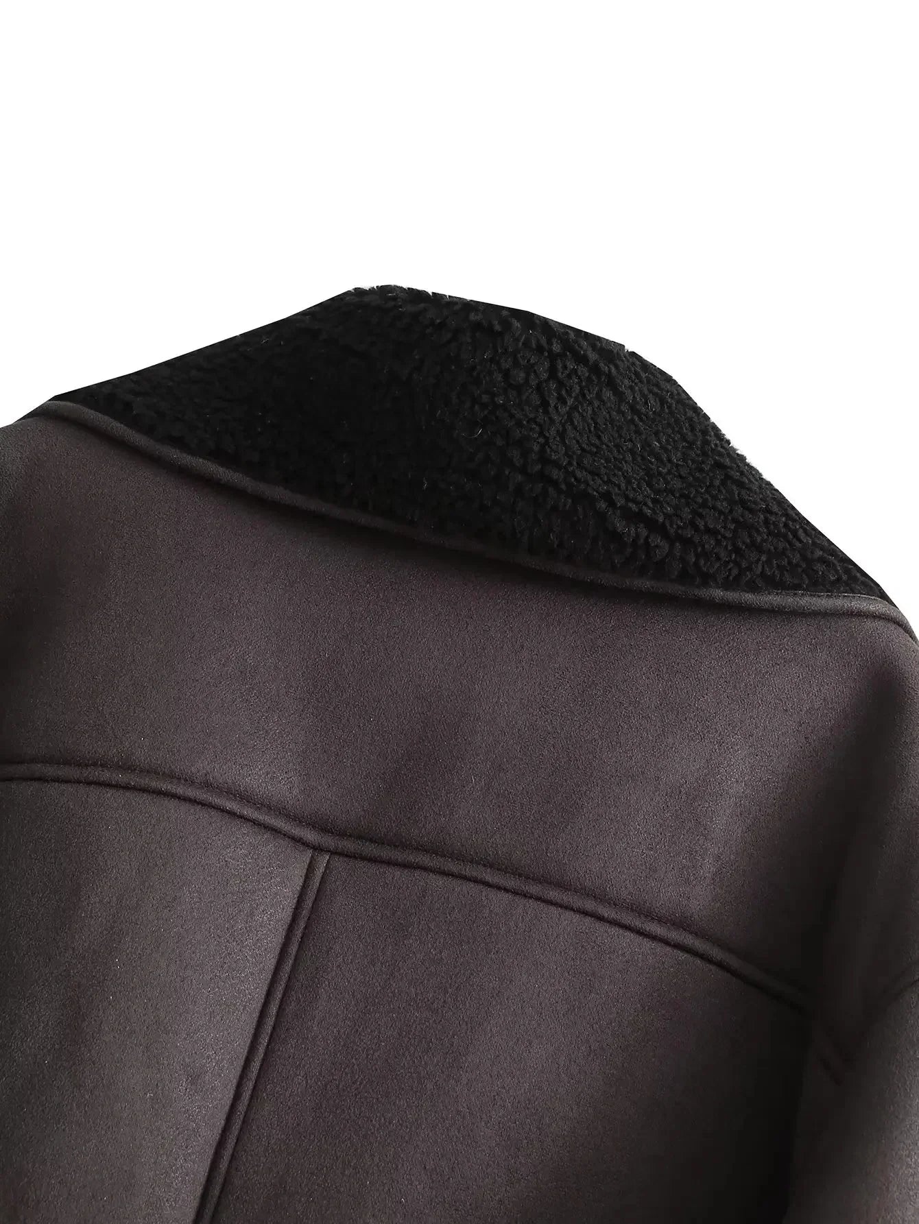 MUJER Faux Leather Jackets for Women Winter Warm Bomber Jacket Woman Long Sleeve Womens Coats Plush Oversized Women's Jackets
