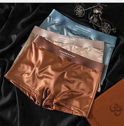 3PCS/Pack Luxury Ice Silk Satin-like Women's Panties 3D Double-layer Breathable Mesh Crotch Underwear Soft Smooth Safety Briefs