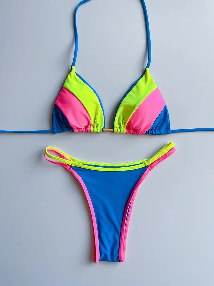 RUOTONGSEPT 2023 Sexy Spliced Swimsuit Women Swimwear Tiger Stripe Print Micro Bikini Set Brazilian Biquinis Beach Bathing Suit