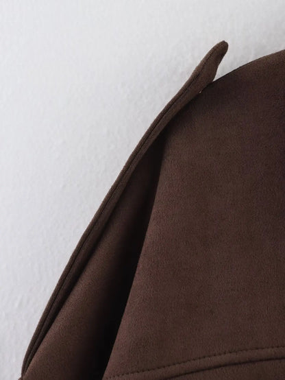 TFMLN Autumn Winter Women Suede Jacket Coat 2025 New Fashion Long Sleeve Zipper Loose Bomber Coat Chic Lady Casual Streetwear