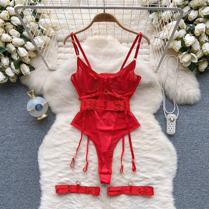 SINGREINY Women Underwear Erotic Playsuits Fashion Strap Backless Sheer Lingerie Nightwear Transpareant Hollow Out Sexy Bodysuit