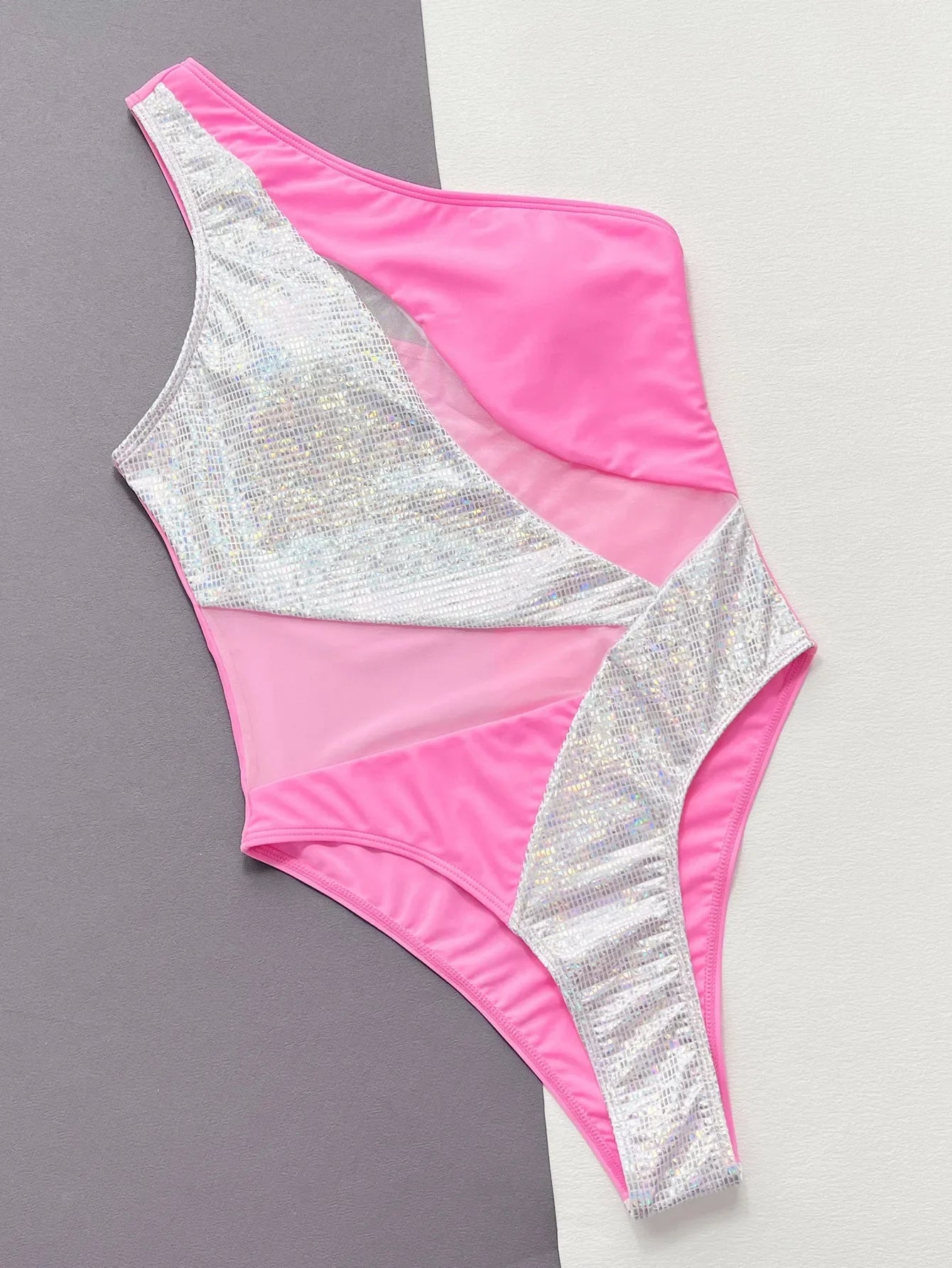 VigoBeviya 2025 Patchwork Hollow Out Swimwear Women Sexy One Shoulder Piece Swimsuit Monokini Beach Bathing Suit