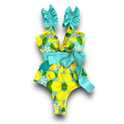 2025 New Sexy V-Neck One Piece Swimsuit Belt Swimwear Women Ruffle Monokini Push Up Swim Suit Colorful Bathing Suit Female Beach