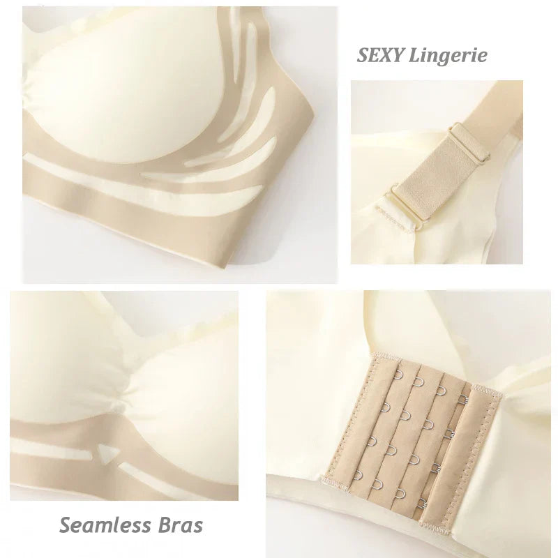 Plus Size Super Gather Push Up Bras Women Soft Support Seamless Underwear Female Full Cup Lift-Up Bras No Steel Sleepwear