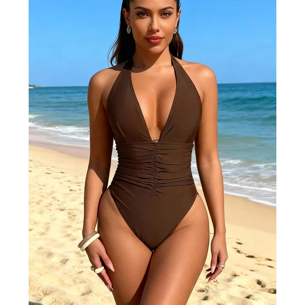 One Piece Swimsuits Woman 2026 Women Swimwear Female Sexy Halter Top Bathing Suit Bodysuit Swimming Suits for Woman Beachwear