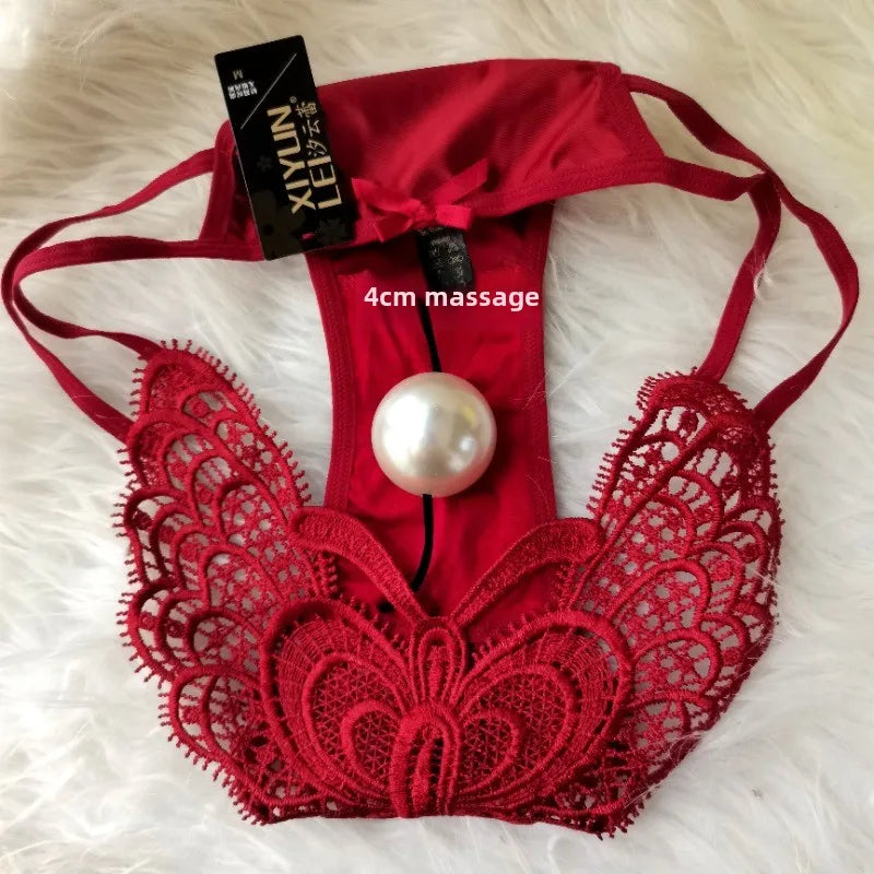 Customized Imitation Pearl Underwear Into The Body To Increase Massage Beads, Sexy Thong Tighten Briefs Thong  Panties Women