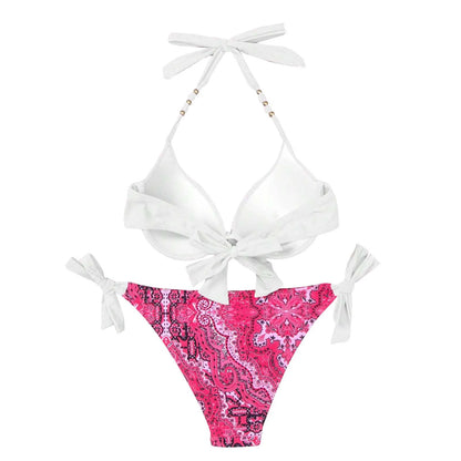 Sexy Push up Bikini 2024 Women Swimsuit Two Piece Swimwear Female Thong Bikinis Set Swimming for Bathing Suits Lace-up Biquini