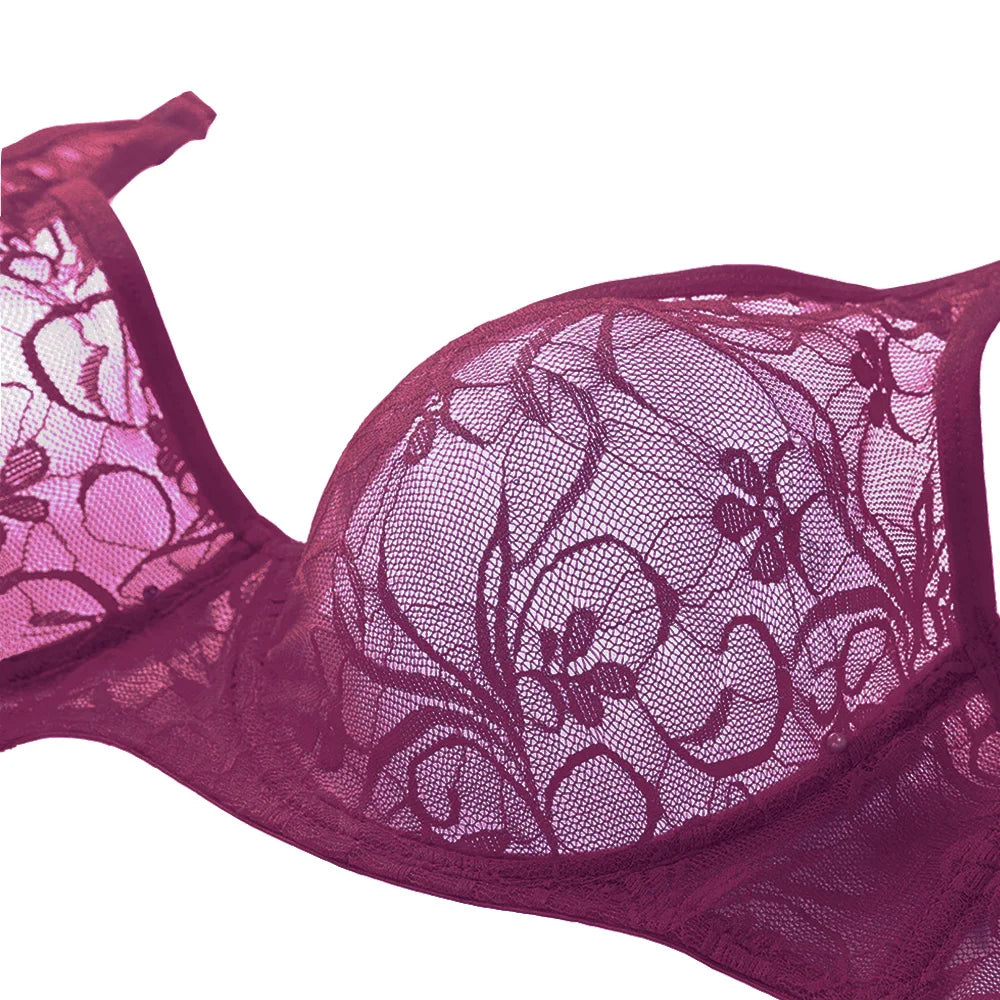 Plus Size Sexy Lace Bras For Women Underwired BH Hollow Out Bra Bralette Womens Underwear Delicate Embroidery Lingerie Brassiere