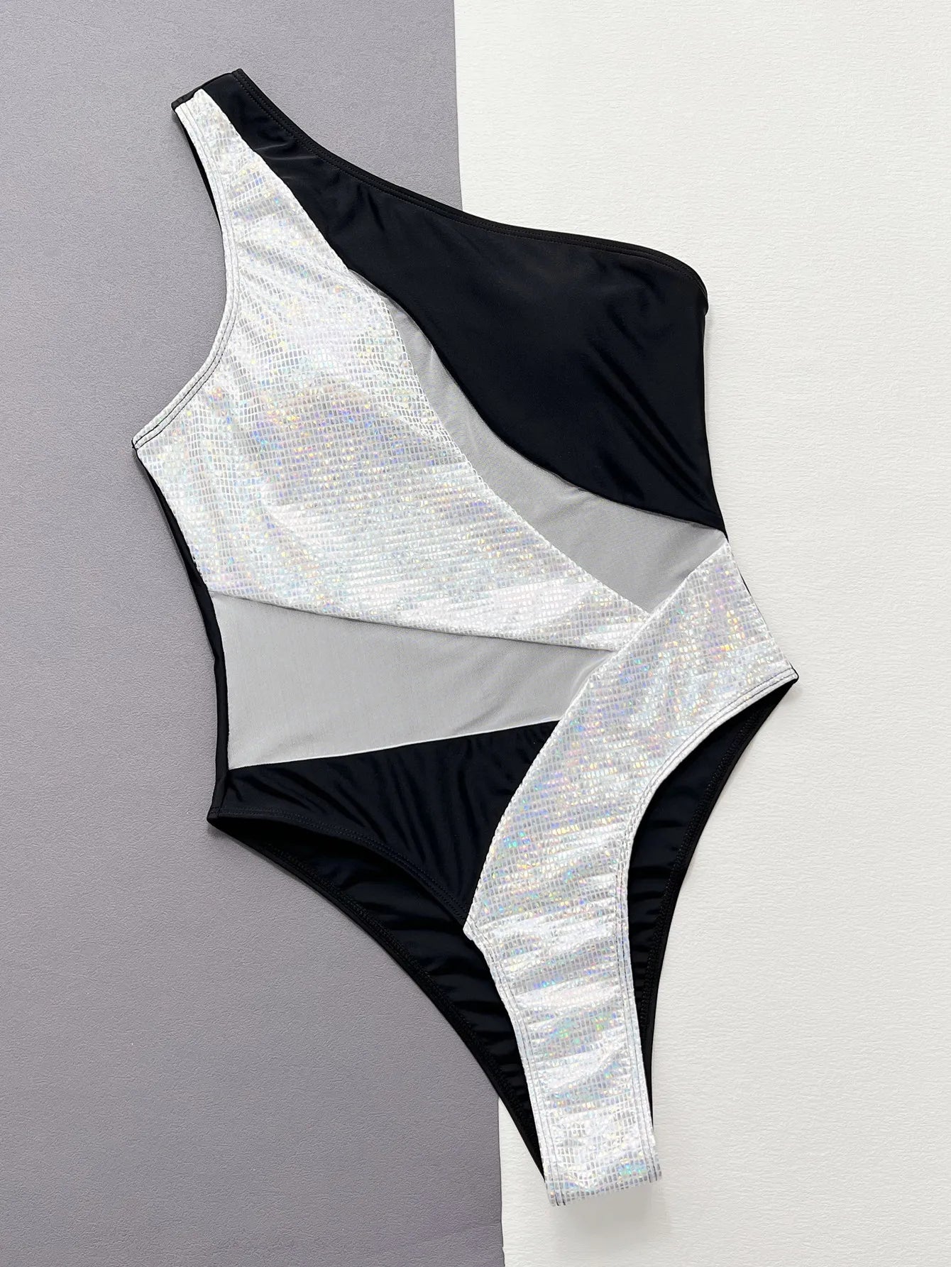 VigoBeviya 2025 Patchwork Hollow Out Swimwear Women Sexy One Shoulder Piece Swimsuit Monokini Beach Bathing Suit
