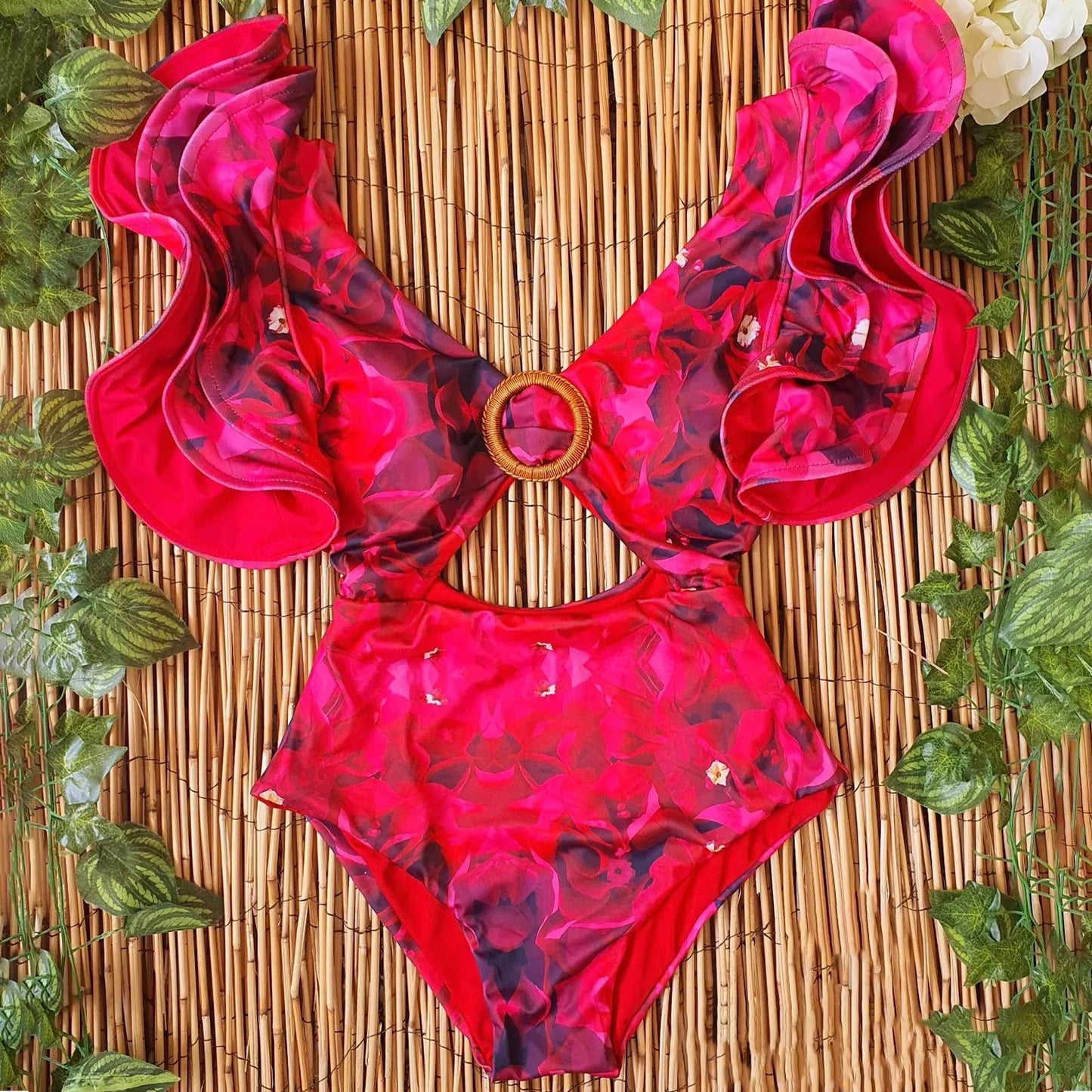 2025 New Sexy V-Neck One Piece Swimsuit Belt Swimwear Women Ruffle Monokini Push Up Swim Suit Colorful Bathing Suit Female Beach