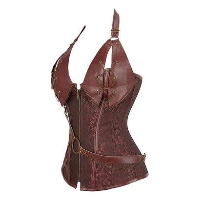Women Bustiers Corsets Medieval Viking Pirate Costume Gothic Leather Overbust Corselet Steampunk Corset Vest Bustiers