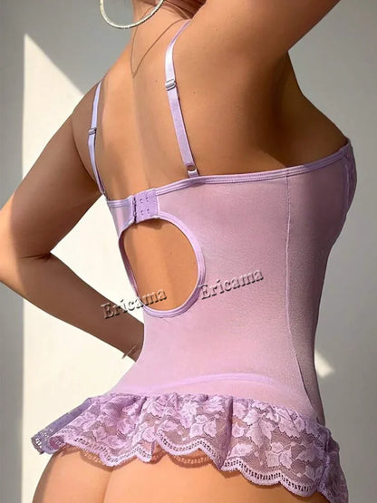 Lingerie Erotic Cosplay Lace Transparent Bra Panties Garter Underwear Set Dress Sexy Costumes Nightgowns Thong Without Stockings