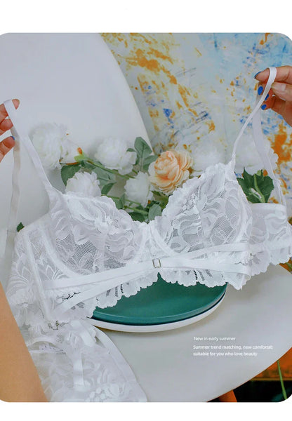 Logirlve Sexy Tоy For Women Bra Set Lingerie Push Up Brassiere Lace Embroidery Underwear Set Ultra-thin Cup Female Lingerie