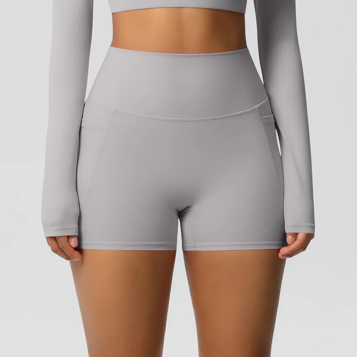 Women Sports Short With PocketedYoga Legging Shorts Squat Proof High Waist Fitness Tight Shorts Quick Drying Cycling Workout Gym