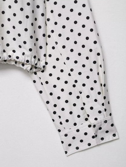 Polka Dot Print Short Coats Women's High Street Long Sleeve Jackets for Women 2025 Elegant Office Ladies Casual Outerwear