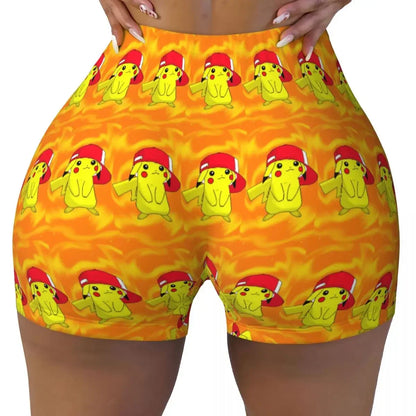 Custom Pikachus Women's Workout Yoga Shorts Athletic Gym Running Volleyball Shorts