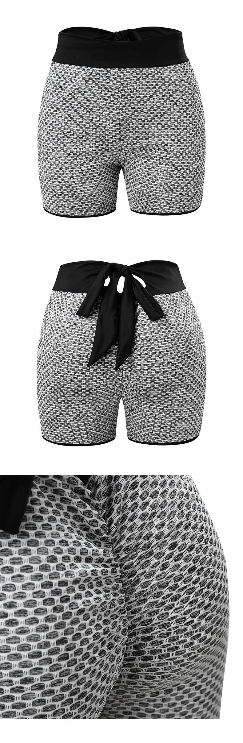 Nadanbao Sexy Checkered High Waist Peach Hip Yoga Pants Honeycomb Fitness Shorts Back Waist Bow Three-Point Yoga Shorts 2025