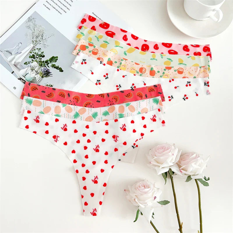 FINETOO 4Pcs Ultra Soft Underwear For Women Sexy Graphic Print Seamless Thongs Female Stretch Leopard G Strings Comfort Lingerie