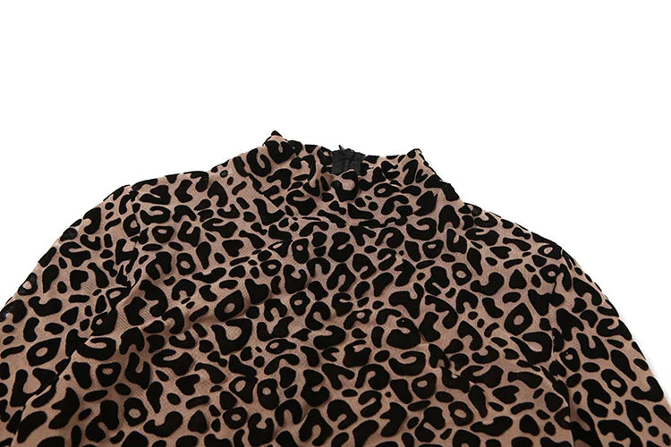 Nibber See Through Sexy Leopard Mesh Jumpsuit Women Sexy Hipster Zip Stretch Midnight Workout Autumn Fitness Street Overalls