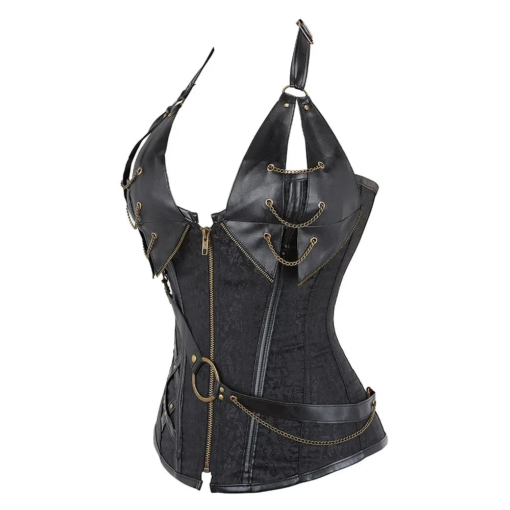 Women Bustiers Corsets Medieval Viking Pirate Costume Gothic Leather Overbust Corselet Steampunk Corset Vest Bustiers