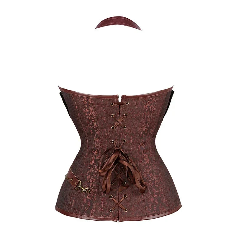 Women Bustiers Corsets Medieval Viking Pirate Costume Gothic Leather Overbust Corselet Steampunk Corset Vest Bustiers