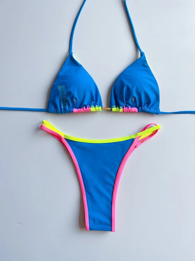 RUOTONGSEPT 2023 Sexy Spliced Swimsuit Women Swimwear Tiger Stripe Print Micro Bikini Set Brazilian Biquinis Beach Bathing Suit