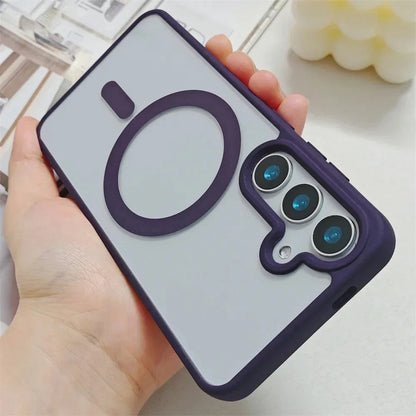 New Frosted Magnetic Case For Samsung Galaxy S25 Edge S25 S24 S23 FE S22 Plus Ultra For Magsafe Wireless Charger Protector Cover