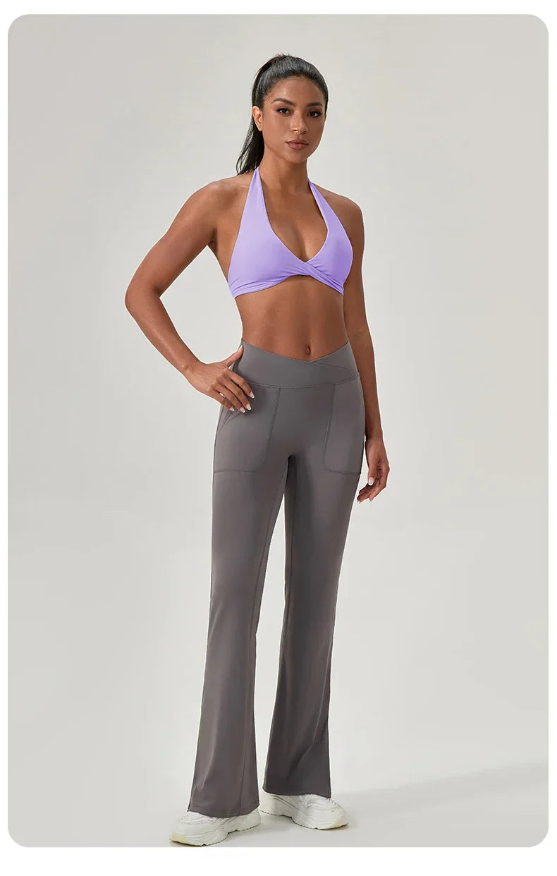 Sports Yoga Bra for Women Halter Neck with Stylish Back Design Sexy Gym Bra for Running Fitness Sports Bras