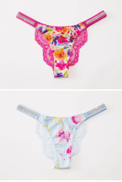 Fashion Sparkling Rhinestone Lace Thong Women's Low Waist Sexy Women's Underwear Women's Thong Clearance items,limited quantity,
