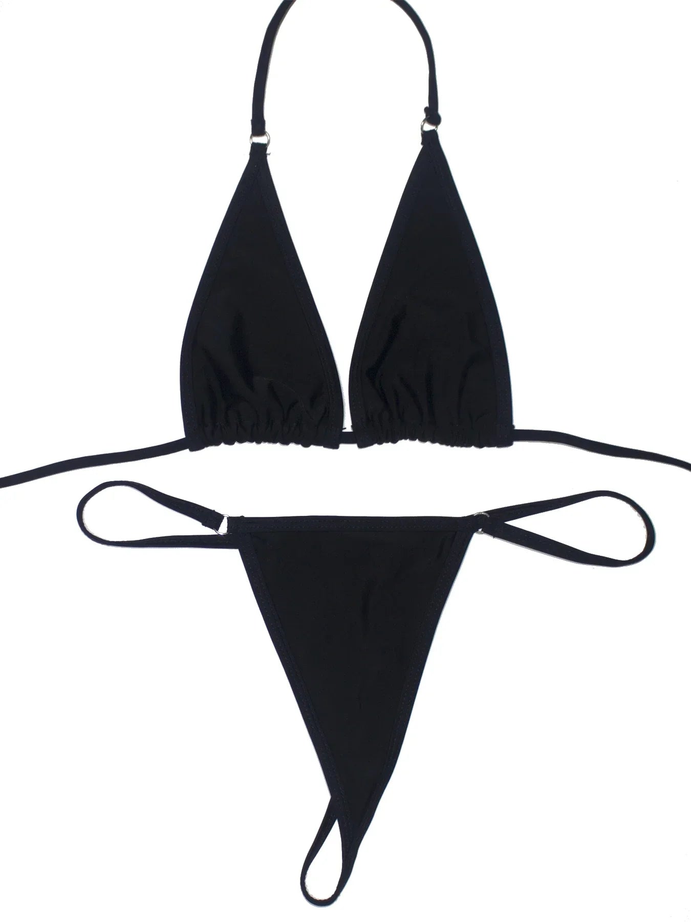 Women's Sexy Backless Triangle Bikini Set 2-Piece Strap Micro Swimsuit with Bottom for Summer Pool Parties And Beach Vacations