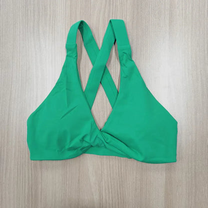SHINBENE Women's Twist Workout Sports Bras Back Cross Padded Low Impact Fitness Bra Yoga Crop Tops