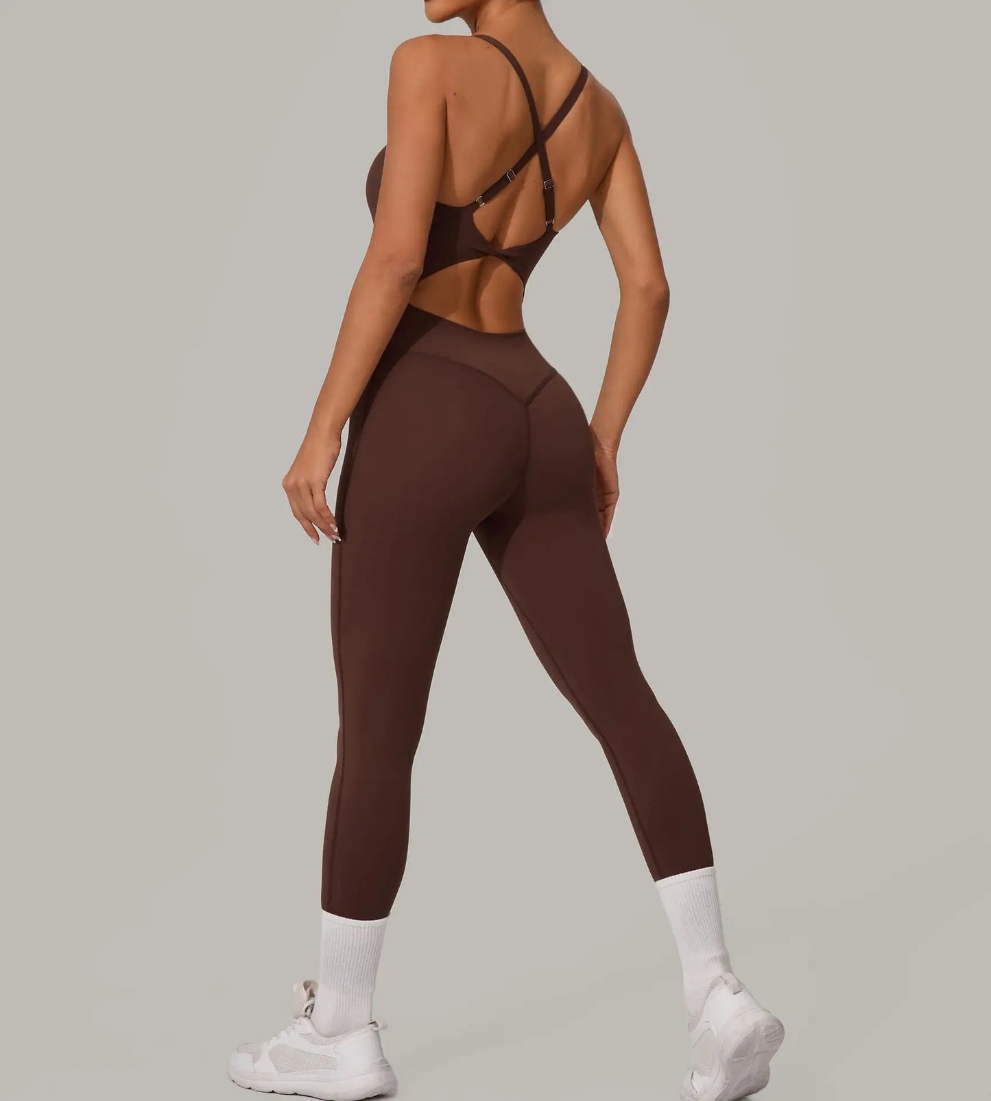 Sexy Hollow Cross Backless Sporty Tight Jumpsuit Woman Sportswear Summer One Pieces Outfit Gym Fitness Overalls Yoga Jump Suit