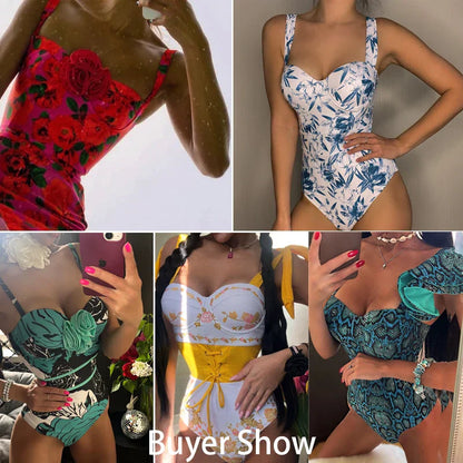 Ashgaily New One Piece Swimsuit Sexy Cartoon Printed Swimwear Women Bathing Suit Beach Backless Monokini Swimsuit Female