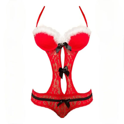 Christmas Party Costume Sexy Lingerie Bra Skirt Suit Lace Sexy Sleepwear Women Sexy Red Lingerie Santa Cosplay Erotic Costumes