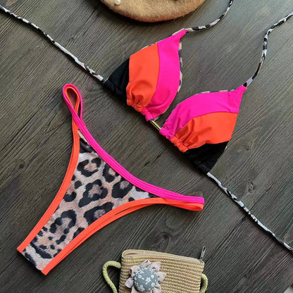 RUOTONGSEPT 2023 Sexy Spliced Swimsuit Women Swimwear Tiger Stripe Print Micro Bikini Set Brazilian Biquinis Beach Bathing Suit