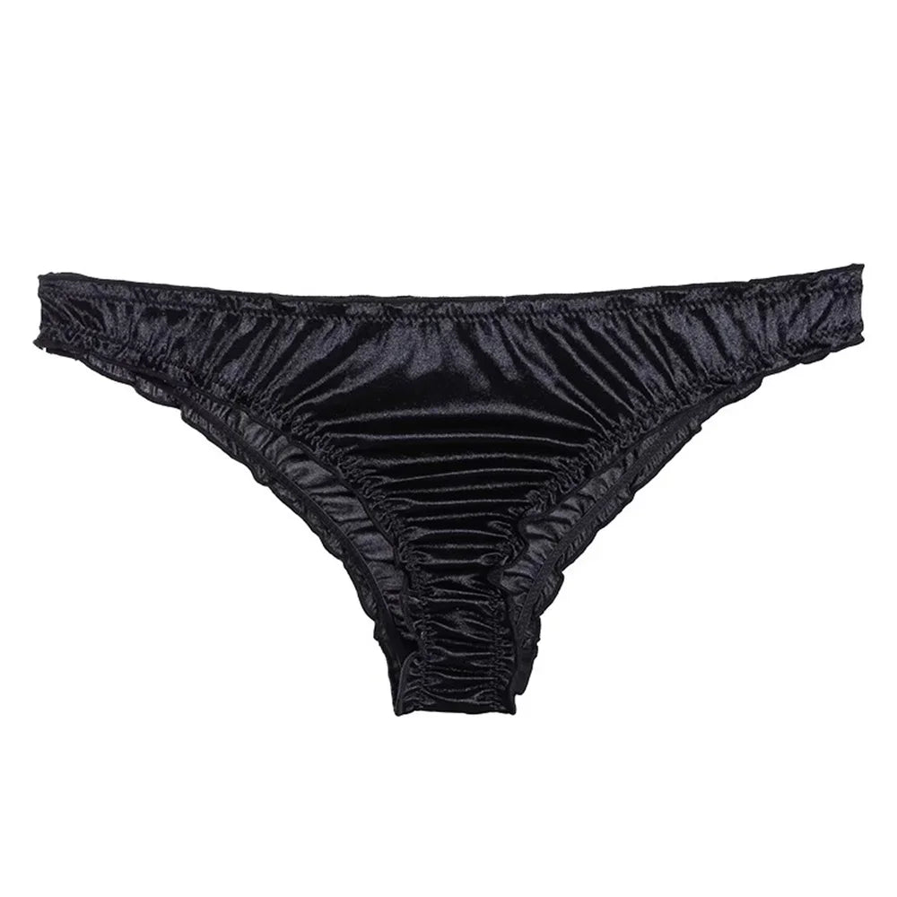 Sexy Ruffles Satin Panties Women Plus Size Breathable Soft Underwear Fashion Ladies Comfortable Briefs