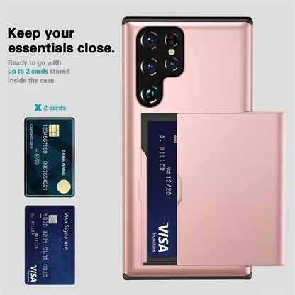 Cover For Samsung Galaxy S26 S24 S23 FE S25 Edge Plus Ultra A55 A16 A36 A56 5G Phone Case With Card Holder Shockproof Heavy Duty