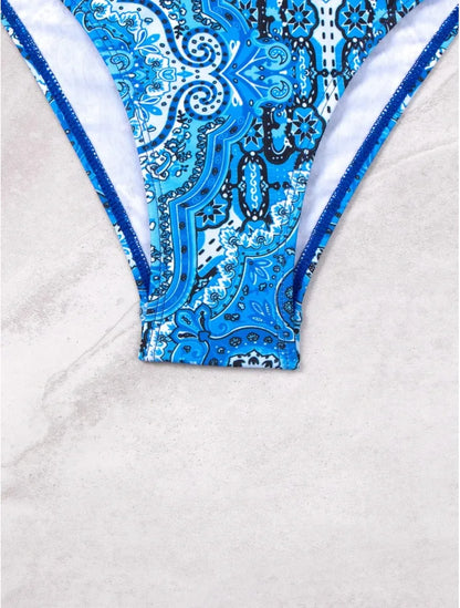 2025 Push Up Halter Bikini Printed Swimsuit Women Sexy Strappy Swimwear Female Bathers Bathing Swimming Swim Suit Beachwear