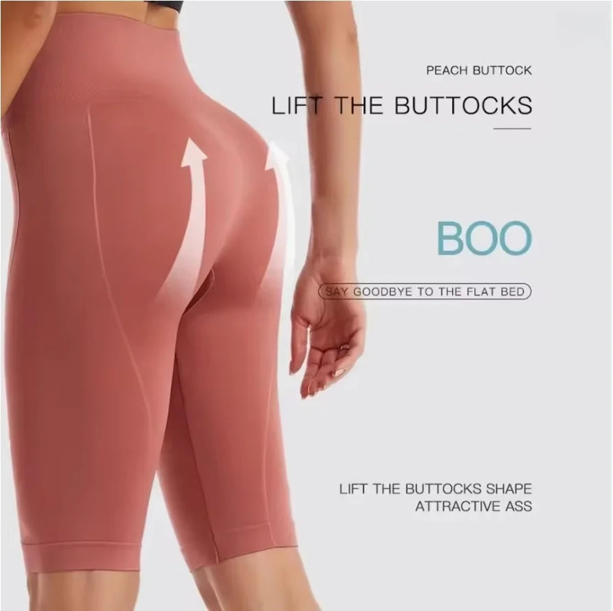 High Waist Sports Biker Shorts Women Naked Feeling Workout Push Up Leggings Tummy Control Yoga Running Fitness Gym Slim Pants