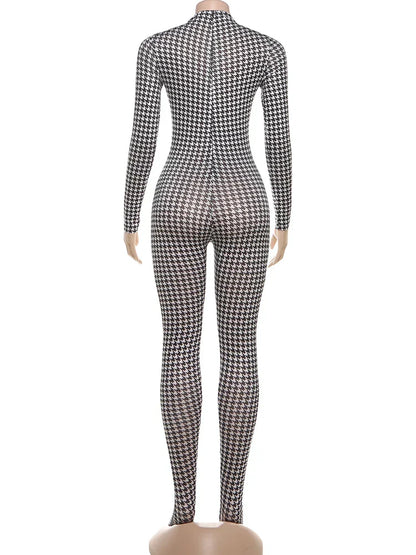 Weird Puss Sexy Foot Jumpsuit Women Snake Print Autumn Trend o-Neck Full Sleeve Stretch Skinny Street Clubwear Zip Slim Overalls
